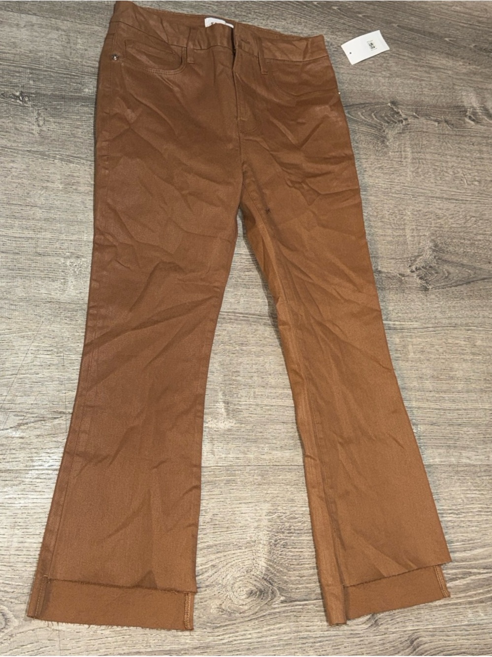 Frame size 27 Women's Slim Bootcut Jeans in Camel Brown
